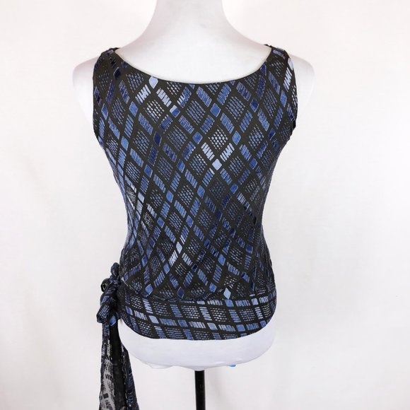 Alfani gray and blue diamond print top - Picture 6 of 7